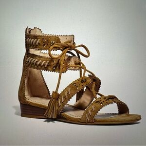 COACH Via Demi Wedge Sandal Tassel Tie Suede